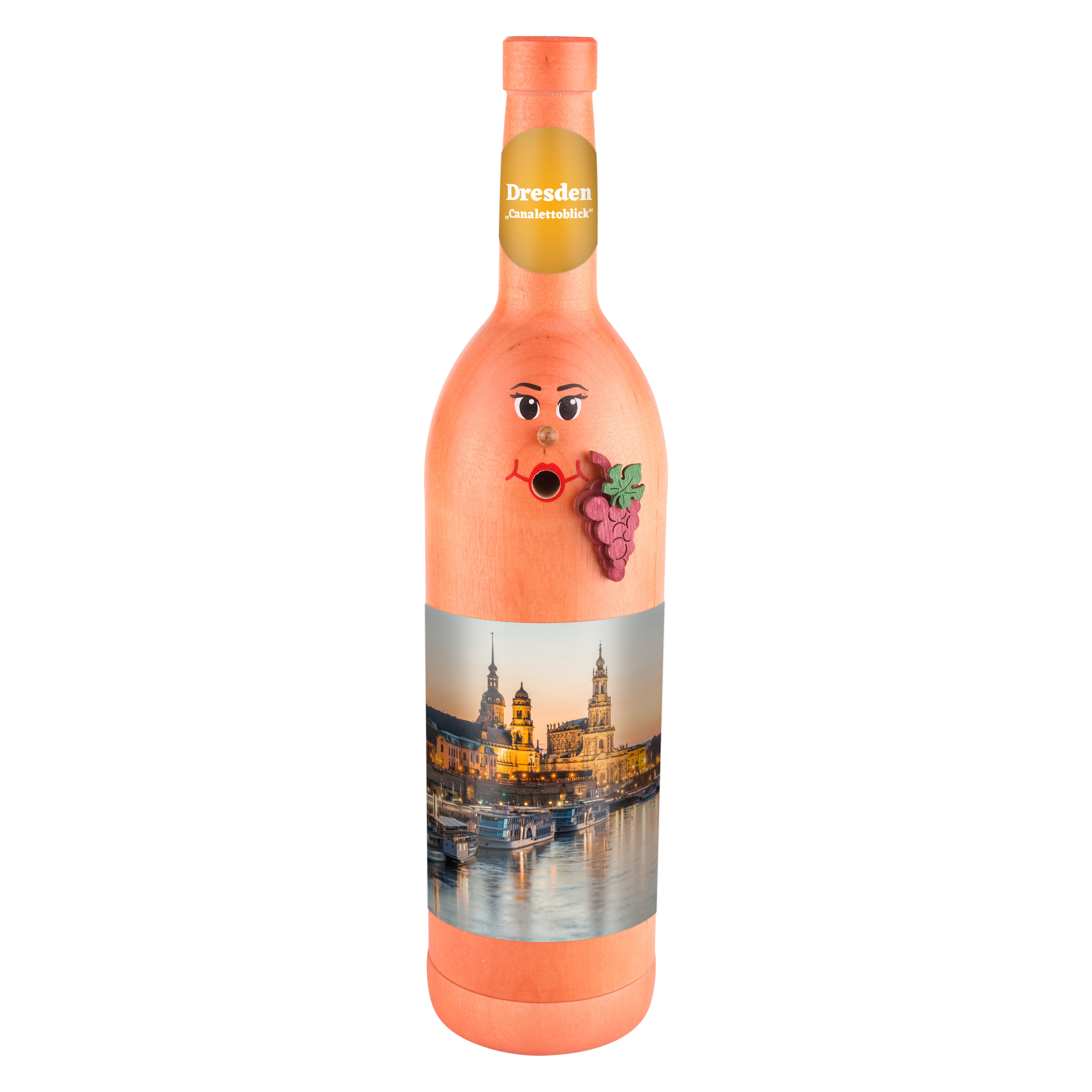 Räucherflasche Räucherfigur Rauchfigur Räuchermännchen Wein Wackerbarth 0,7 rose - "Dresden Canalettoblick" 